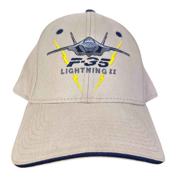 F-35 Lightning II Cap Hat Strapback Stealth Fighter Jet Aircraft Embroidered - Picture 1 of 8